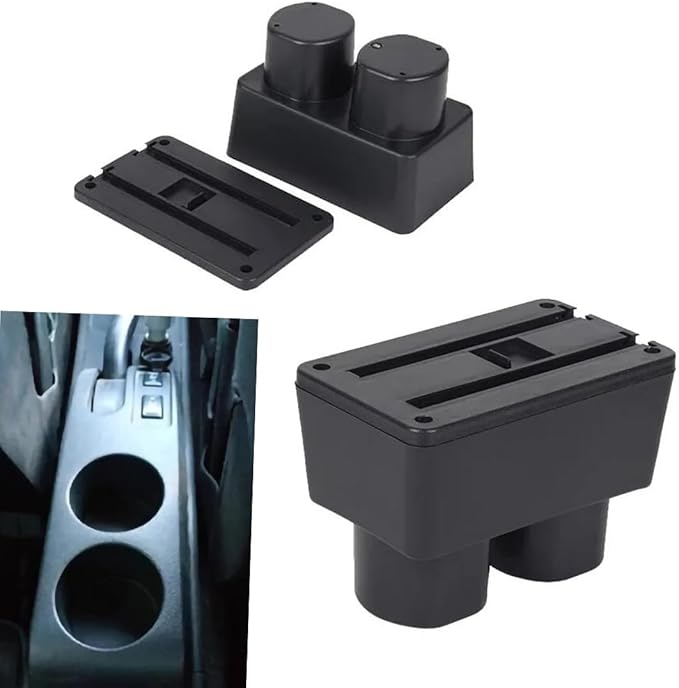 AULPHIKE Compatible with Nissan Versa Armrest 2007-2011 Car Center Console Organizer Armrests Double Door Storage with USB Ports（Black Style）