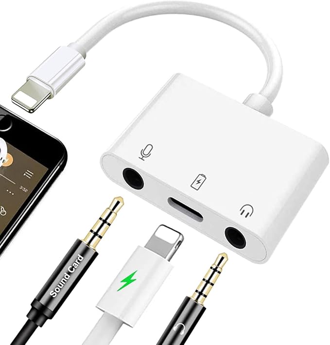 iPhone Microphone Adapter for Live-Streaming Lightening to Microphone & 3.5mm