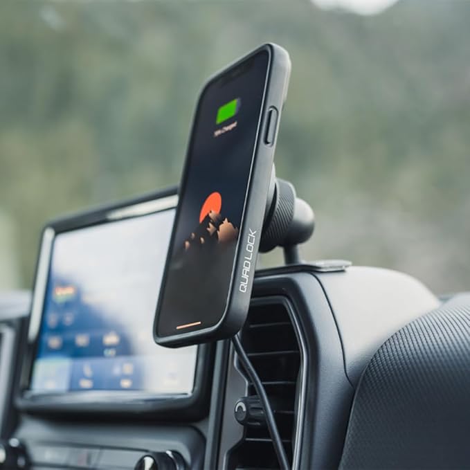 Quad Lock Adhesive Dashboard/Console Car Phone Holder Kit with MAG Wireless Charging Head V2 and MAG Phone Case for iPhone 17 Pro Max