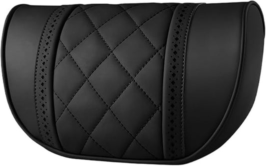 Car seat headrest Leather Car Fit for Seat Rest Cushion Headrest Car Neck Pillow Fit for BMW (Color : Black)