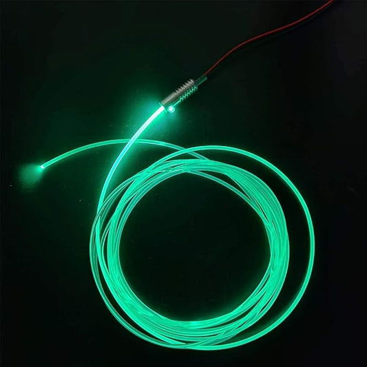 3mm 5meters/16ft PMMA Optic Fiber Cable Side Glow with 12V 1.5W LED Aluminum Illuminator Light Source for Home Car DIY (Green)