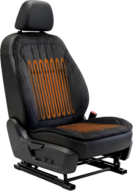 Car Seat Cushion in Winter for Driver or Passenger, Full Back and Seat Support, Soft Fuzzy Car Seat Covers with Non-Slip Bottom, Universal Fit for Most Vehicle SUV Truck Sedan Vans