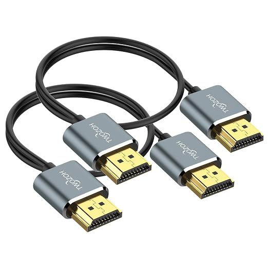 Twozoh Flexible & Slim HDMI Cable 10FT 2 Pack, Ultra Thin HDMI Cord Supports