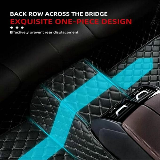TREGOO All Weather Car Mats Custom Fit Non Slip Floor Mats for 1998-2025 Cars Personalized Leather Protection Pads Suitable for Men Women (Black Double Panel with red Stripe)