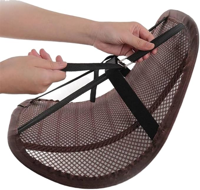 Leather Lumbar Support Seat Cushion with Mesh Breathable Car Seat for Lower Back Pain, Ergonomic Backrest for Office Chairs Car(Blue)