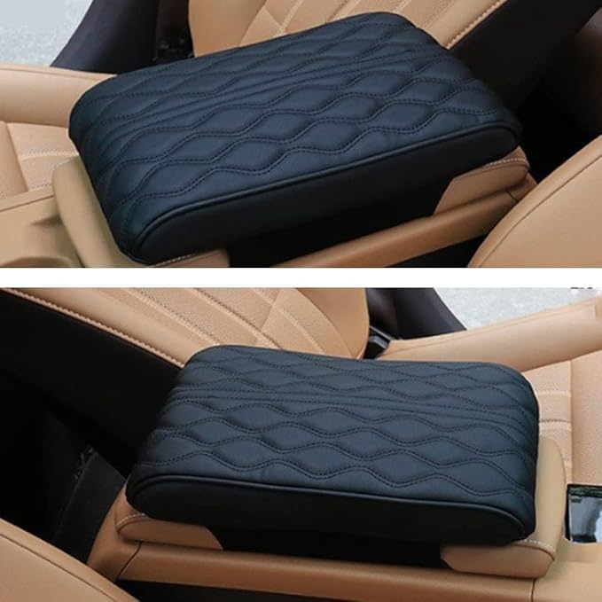 Leather Car Armrest Box Pad, 2025 Upgrade Universal Auto Arm Rest Cushion Memory Cotton Armrest Box Pad, Car Center Console Cover for Most Vehicle, Car Accessories (#5)