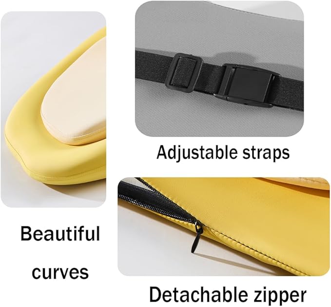 Car Headrest Lumbar Support Cushion for VW Golf VIII VI V IV III II I Mk 8 7 6 5 4 3 R GTE/GTI/GTD/Clubsport 45, Memory Foam Relieve Fatigue Breathable Car Seat Neck Pillow,Yellow-Set