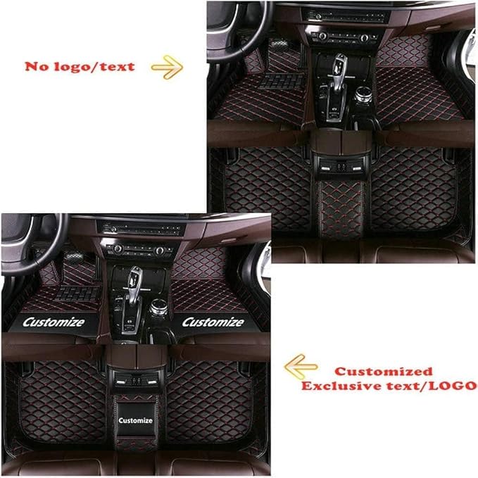 Custom Making Car Floor Mats Protection Pads for 99% Sedan/Coupe/Hatchback/SUV/Pickup Men Women Car Floor Mats Coverage Pads Anti-Slip Leather Floor Lining (Pink+Black Beige)
