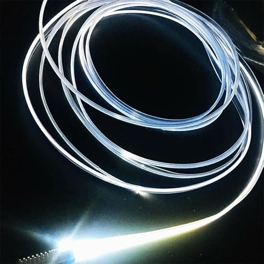 3m/9.8ft 5m/16ft Car Home LED Strip Ambient Light 2mm Plastic Optic Fiber Cable Skirt Tube Kit with 12V LED Light Source Illuminator (White,3m/9.8ft)