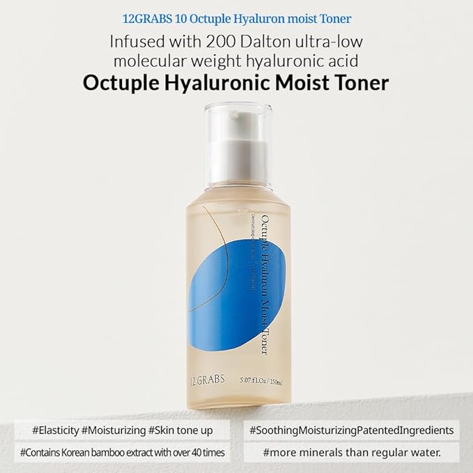Shift4 Octuple Hyaluron Moist Toner ┃ 8 Layer Low Molecular Hyaluronic Acid ┃ Korean Bamboo Water ┃ Hydrating Toner for Dry and Sensitive Skin ┃ pH Balanced 150ml