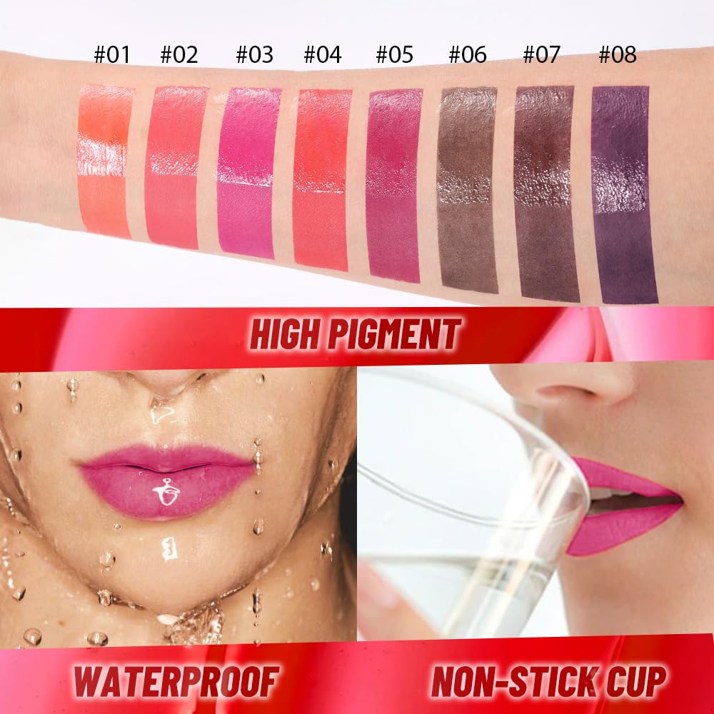 Raspberry Peach Lip Stain Peel Off Lip liner and Lip oil with Tweezer, Dual-Ended Peel Off Lip Stain Tattoo, Highly Pigmented Long Lasting Waterproof, Transfer-proof for All Skin Types, 03#