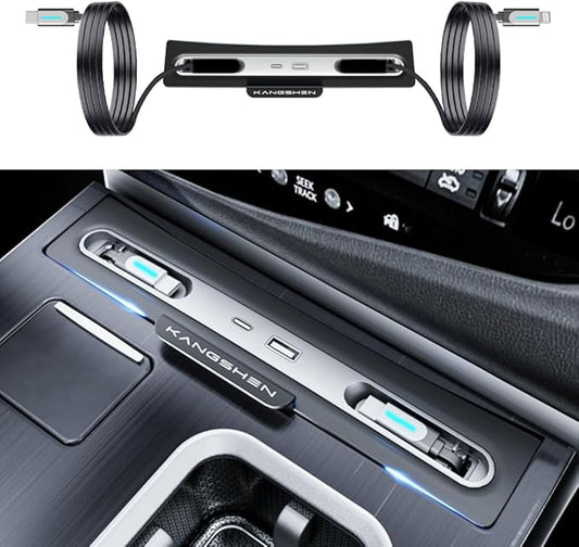 Car USB Hub Docking Station for Lexus ES 2023 2024 2025 ES350 ES300h ES250 Type-C Fast Charger Auto Interior Centre Console Accessories Cigarette Lighter Decoration Phone Wireless Charging Adapter