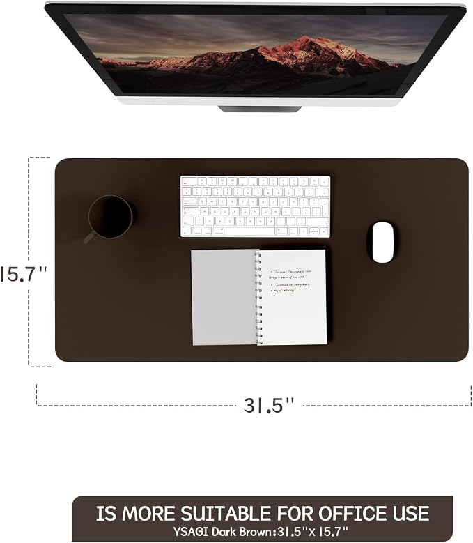 YSAGi Non-Slip Leather Desk Pad, Waterproof Laptop Computer Desk Keyboard Mat