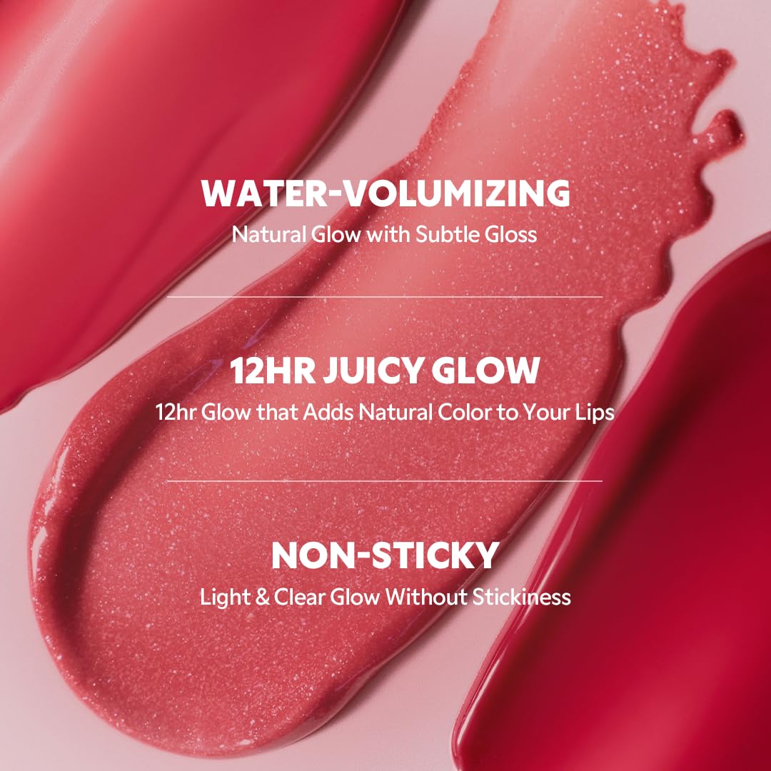 TIRTIR [*Mini Size Waterism Tinted Lip Gloss #28 Wintery, 0.06 Fl Oz – Kiss Ready Lipgloss, 12H Long Lasting Non Sticky Natural Tinted Glow Korean Multiuse Cheek and Lip Tint for Women gift