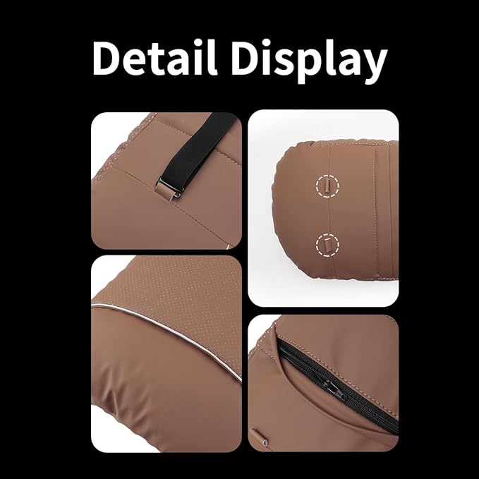 2 Pcs Car Headrest Neck Pillow for Driving,Premium Skin-Feeling Napa Leather Soft and Comfortable Headrest,Two Gears of Height Adjustment Car Seat Headrest Pillow Car Interior Accessories
