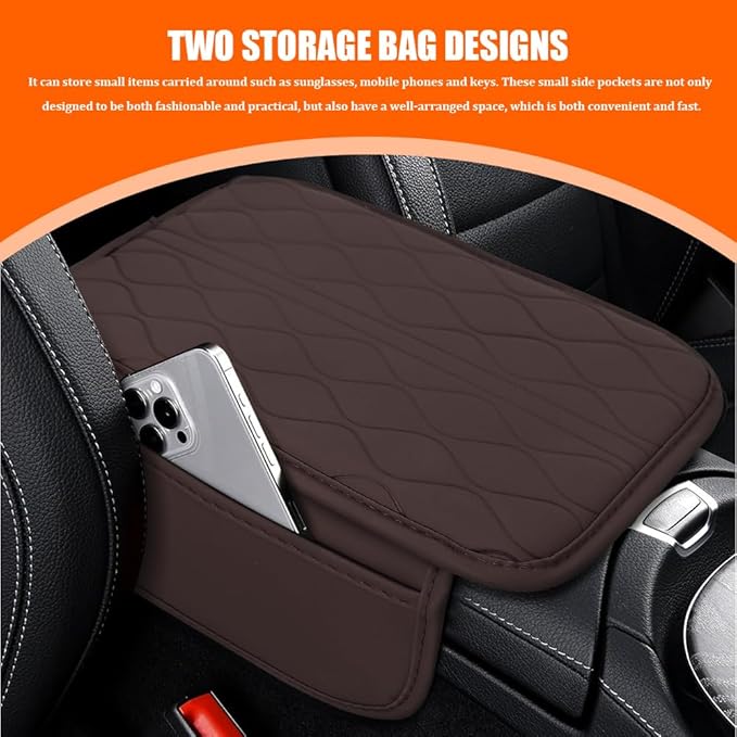 Leopard Cheetah Print African Animal Hunting Auto Center Console Armrest Pad, Car Center Console Cover, Auto Accessories Soft Comfort Armrest Cover Cushion Mat for Most Cars (Coffee-K3)