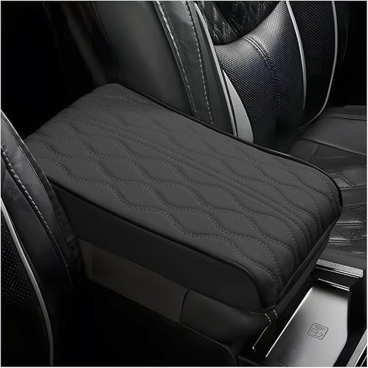 Car Center Console Cover, Leather Waterproof Vehicle Armrest Box Pad, Memory Cotton Comfortable Automotive Interior Seat Box Cushion Protector Accessories, Universal for Most Cars (Black)