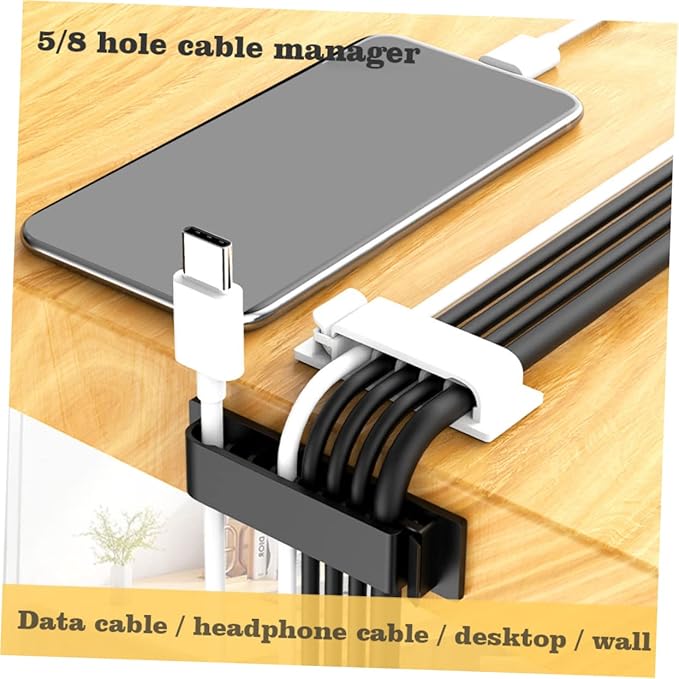 HOMSFOU 16pcs Self-Adhesive Cable Organizer for Cables Desktop and Compact Wire Management for Home Office Study