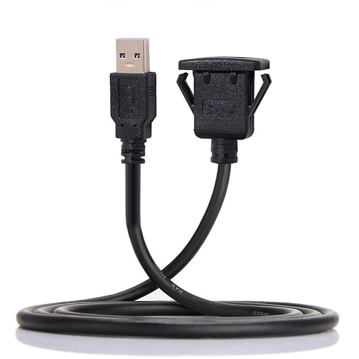 cablecc 1m Waterproof Single USB 2.0 Extension Latch Mount Car AUX Cable for Dashboard Panel