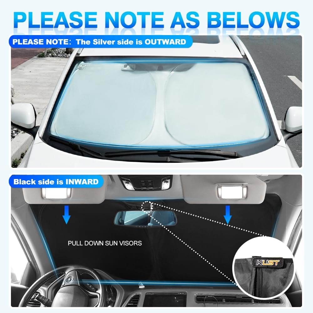 KUST Windshield Sun Shade for GMC Canyon/Chevy Colorado 2015-2022 Window Sunshade Sun Visor Protector Foldable Blocks UV Rays Keep Your Car Cooler