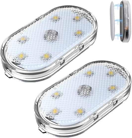 2PCS Wireless Car Interior LED Lights USB Rechargeable Car LED Touch Light with 6 Super Bright LED Lamp Beads Car Interior Ambient Light Universal Vehicle Accessories for Car Decor
