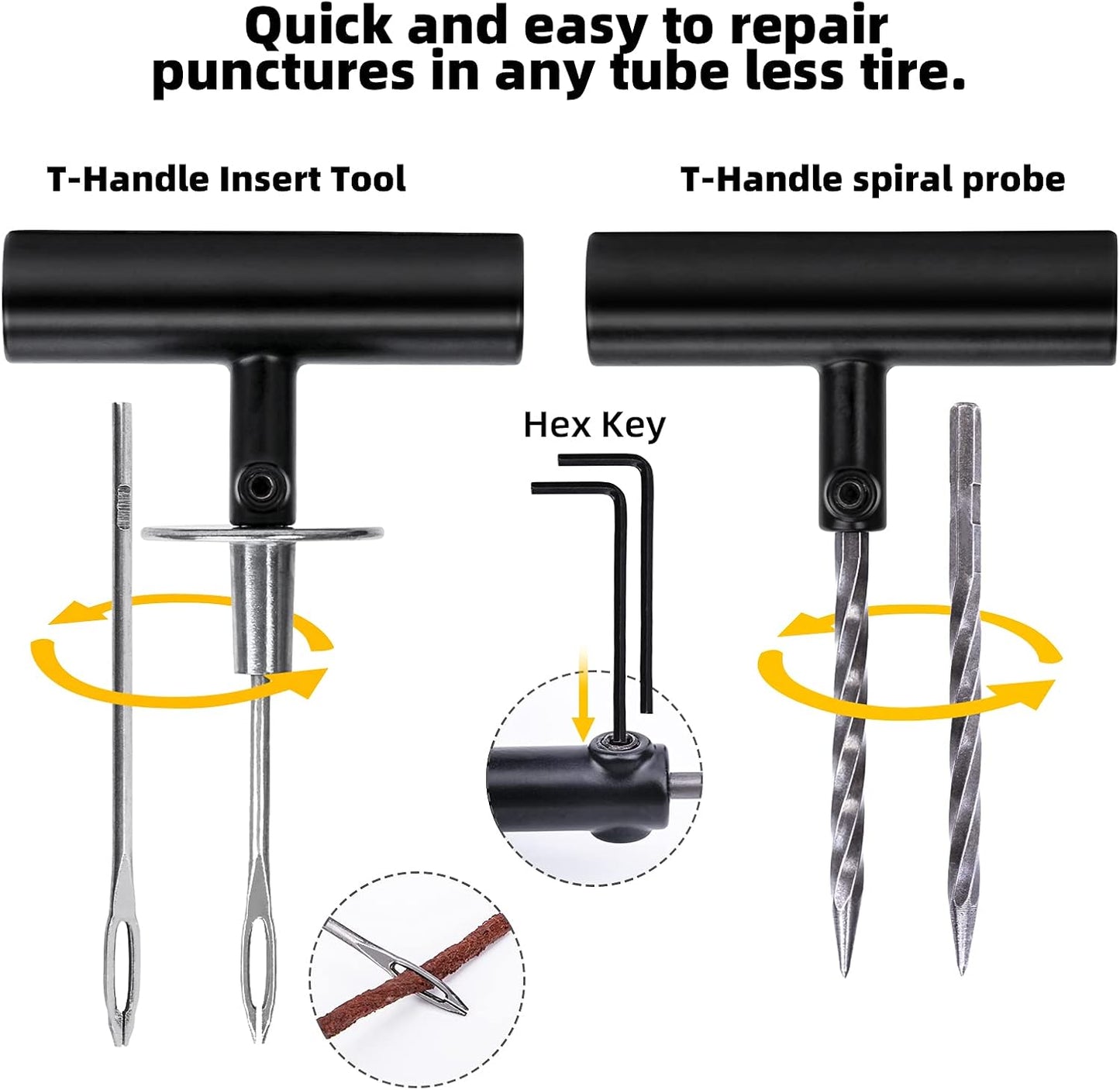 Tire Repair Kit, 102 Pcs Heavy Duty Tire Plug Kit for Car, Universal Tire Patch kit to Fix Punctures and Plug Flats, tire Repair Plugs Truck, RV, ATV, Tractor, Trailer