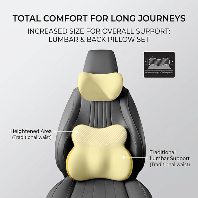 Car Headrest Pillow & Lumbar for Audi A4 Q3 A6 C5 A4 B8 A3 8P Q2 Q5 A1 A3 A7 A8 Q7 Q5L Sq5 RS, Car Seat Neck Pillow Back Support, Breathable All-Season Automotive Seat Cushions, 2PCS