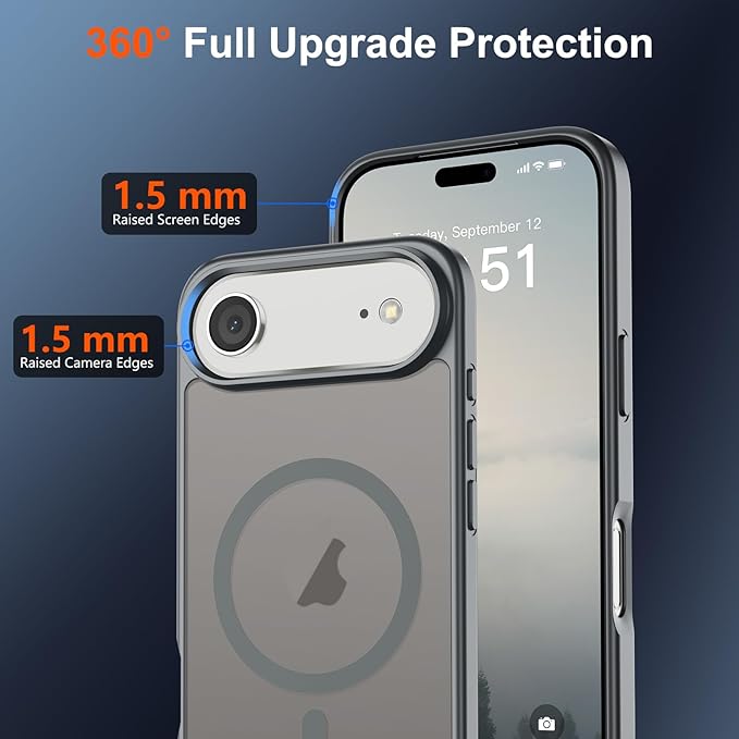 SUPFINE Magnetic for iPhone Air Case (Compatible with MagSafe)(Military Grade Drop Protection) Slim Translucent Matte Shockproof with Anti-Fingerprint Phone Cover for 17 Air,Gray