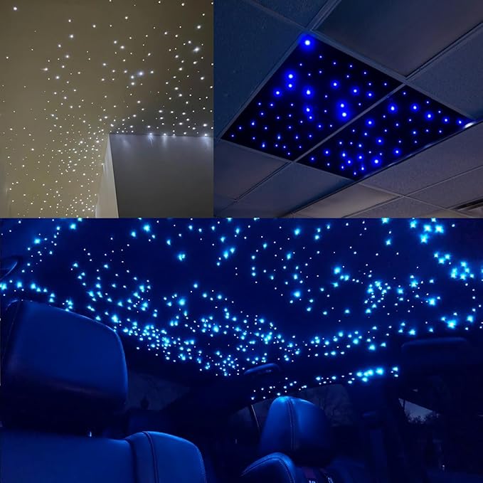 AKEPO 32W APP Twinkle Fiber Optic Lights Kit Music Activated RGBW Star Ceiling Sky Light, 1000pcs 16.4ft/5m 0.03in/0.75mm Optical Fiber Cable + 28key Remote + Crystals for Car & Media Room Decor