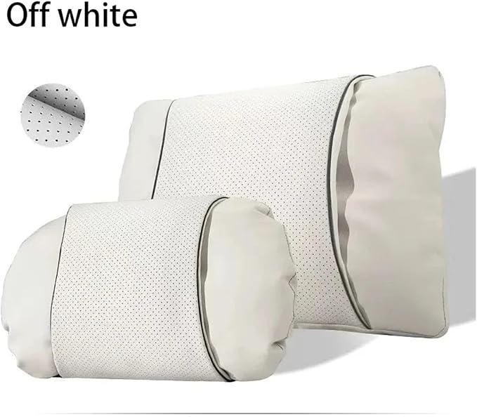 1/2PCS PU Leather Car Neck Pillow & Lumbar Support Cushion, Breathable Universal Seat Headrest Waist Pad, Soft Support Cushion for Daily Driving and Travel(E Style backrest)