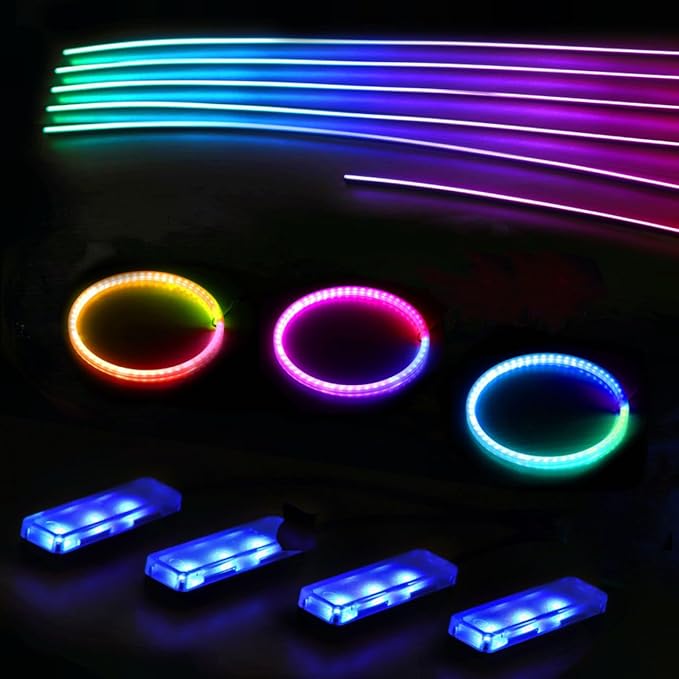 Acrylic Interior Car LED Strip Lights, Dreamcolor 18-in-1 Car Ambient Lighting Kit, with APP Control, 622 LED Fiber Optic Strip Lights for Cars, Supports Neon Sync with Music DIY Mode.
