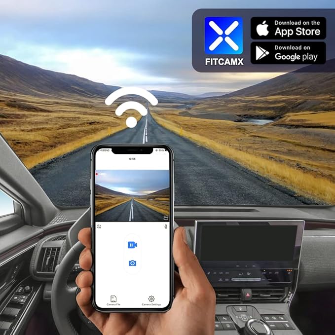 Fitcamx Front 2K+Rear 1080P Dash Cam Adapts for Toyota bZ4X 2023-2026 XLE Plus Limited Nightshade, Integrated OEM Look, Dual HD Video, WiFi & APP, Loop Recording, G-Sensor, Easy to Set, 64GB Card
