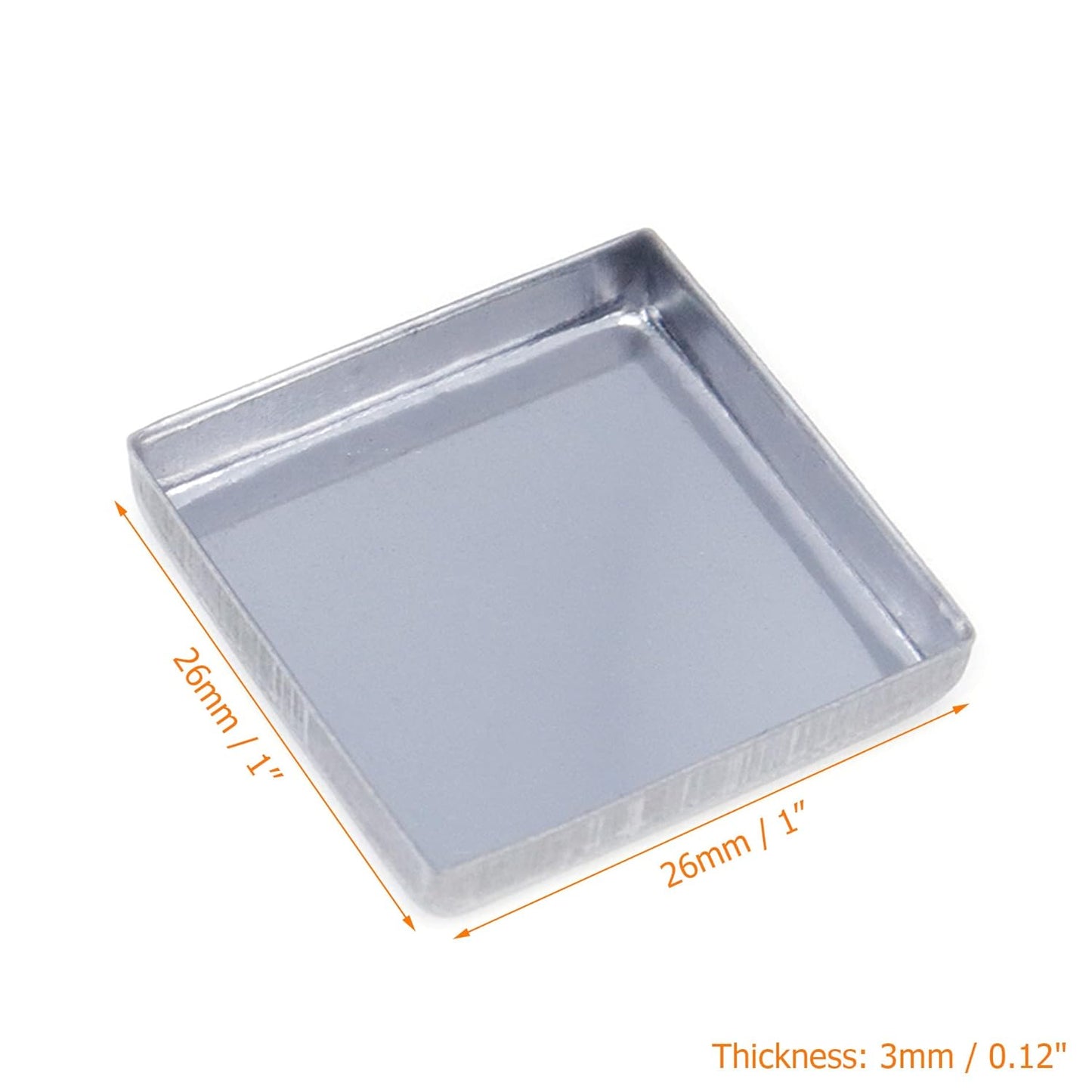 Pack of 30 Empty Square Metal Pans 26mm Eyeshadow Palette Pans Replacement for Magnets Makeup Palettes (3mm Height)