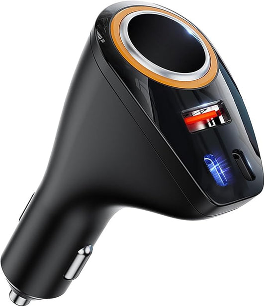 4 in 1 USB C Car Charger, 170W Multi USB Cigarette Lighter Adapter, Socket Splitter with 3 Ports, 12V/24V Dual USB Type C PD Fast Car Charger Adapter for iPhone 17/Air/16/15 Pro Max iPad GPS