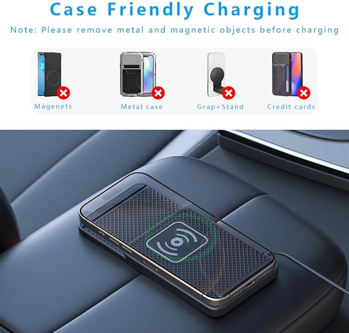 Wireless Charging Pad for Car for Ford F-150 Lightning 2022-2025, Non-Slip Type C/USB 20W Fast Phone Charging Pad DIY Trim-to-Fit No Interior Damage,A&USB