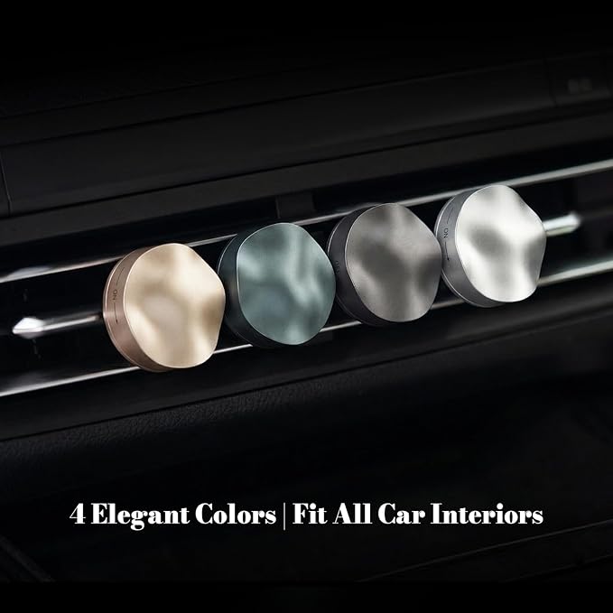 THEDOTS Silver Car Vent Clip Air Freshener, Reusable Car Scent Diffuser, Car Accessories, Frosted Ebony Scent