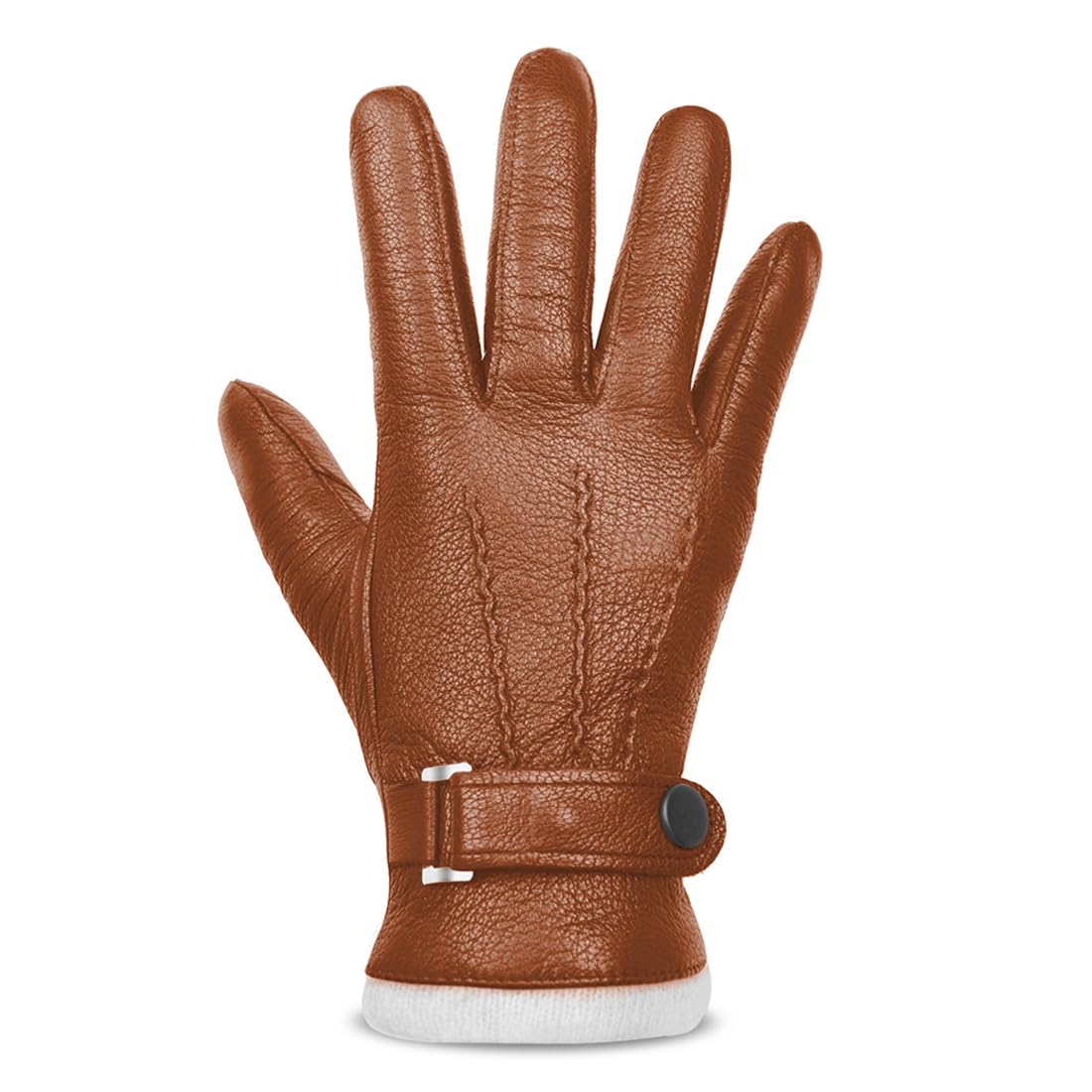 Harssidanzar Leather Gloves Men,Genuine Leather Warm Cashmere Lined Touchscreen Texting Gloves for Driving KM051US,Camel,Szie M