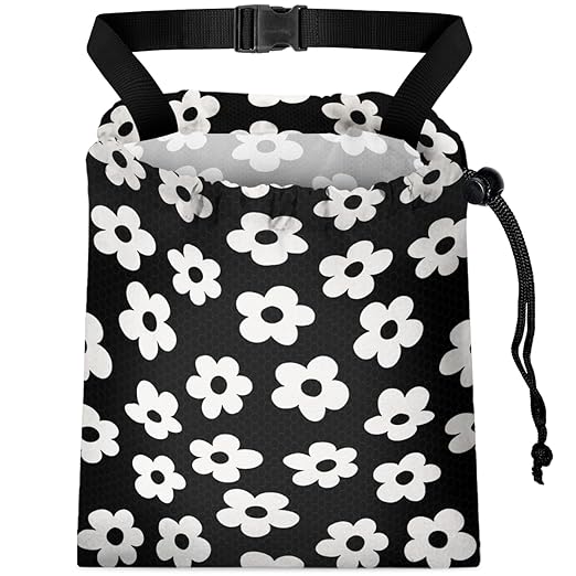 Car Trash Bag Hanging Back of Seat with Adjustable Snap Buckle Strap Cute Printed Drawstring Garbage Bags for Car-Groovy Flowers