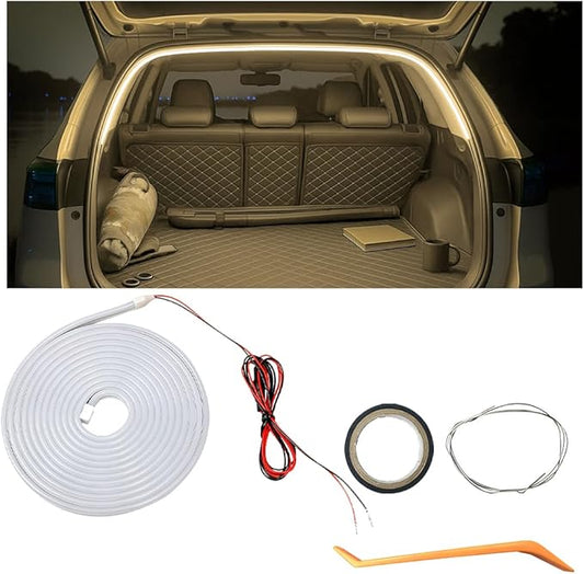 Car Trunk LED Strip Light, 6.56FT Silicone Flexible Cuttable Vehicle Trunk Cargo Ambient Lighting, Waterproof Bright Auto Trunk Interior Lamp Decoration, Universal for SUV RV Truck (Yellow)