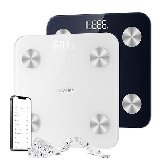 Scale for Body Weight, Digital Smart Bathroom Weight Scale BMI Weighing Bluetooth Body Fat Scale, 20 Body Composition Analyzer with App, 10.2", 400 lbs, White with Blue