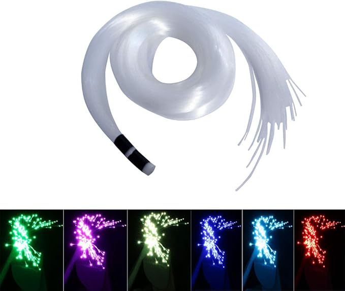 AKEPO End Glow Fiber Optic Light Cable 9.8ft/3m*375pcs*Mixed Dia.(0.03+0.04+0.06in), PMMA Plastic Cable for LED Star Ceiling Sky Light Kit and Fiber Optical Lighting Decoration (Without Light Source)