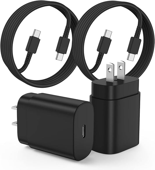 2Pack 25W USB C Charger for Samsung Galaxy S24 Ultra, Super Quite Fast Charging Type C Block with 10FT C to C Cord for Samsung Galaxy Tab S9 S8 S23 Ultra S22 Ultra S23 S22+ S22 S21 Note 10 Plus 20