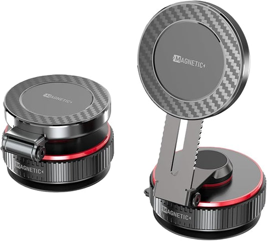 2026 Upgraded Vacuum Magnetic Mobile Phone Holder Cars for Magsafe Car Mount, Exclusive Metal Adjustable Telescopic Rod,Suction Cup Mobile Phone Holder for iPhone17 Pro Max 16 15 14 13 12 & Samsun