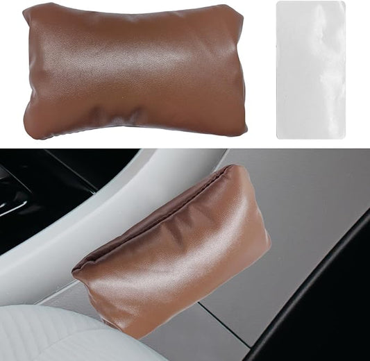 Car Knee Cushion Pad, PU Leather Automotive Center Console Elbow Armrest Pillow, Soft Auto Door Leg Support Pad Protector, Universal Vehicle Interior Comfort Accessories (Coffee)