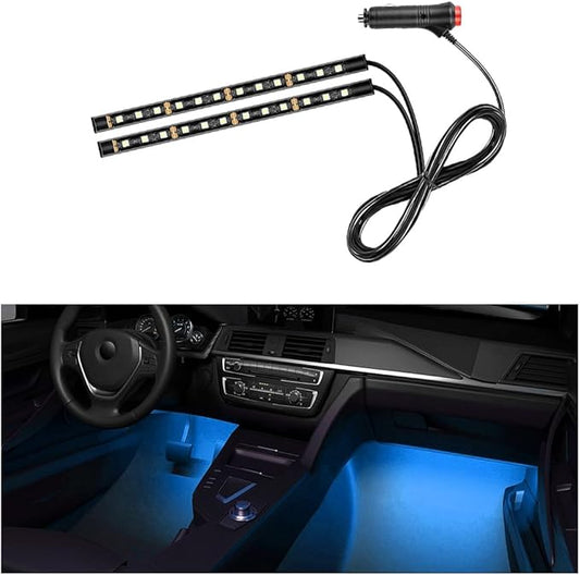 Car LED Strip Light, 24 LEDs RGB Neon Interior Atmosphere Lights, 12V Under Dash Ambient Night Light, Cigarette Lighter Auto Interior Decorative Lamp, Car Accessories (Ice Blue)
