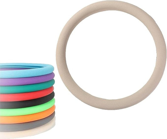 Car Steering Wheel Protective Cover, Silicone Steering Wheel Cover Grip, Cool Non-Slip Thin Steering Wheel Protector, Stretchy, Silent, Fits 13/14/15/16 inch Wheels (Beige)