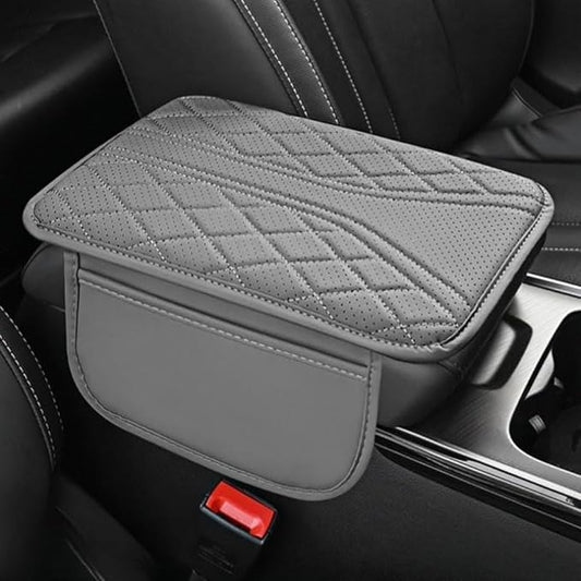 Car Center Console Cover for Lexus RX 350 2021-2023, Leather Memory Foam Auto Armrest Cover Cushion Pad with 2 Storage Bags Non-Slip Universal Interior Accessories,Gray