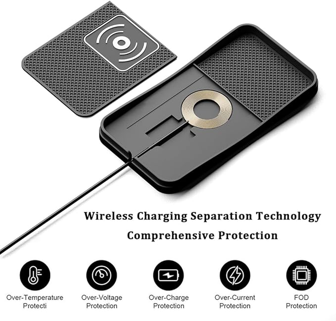 Car Wireless Charger Pad for Lexus UX 2019-2025, Type-C/USB 20W Fast Wireless Car Charger Pad Non-Slip Cordless Charging Mat,A-30cm Cable Type-C Plug