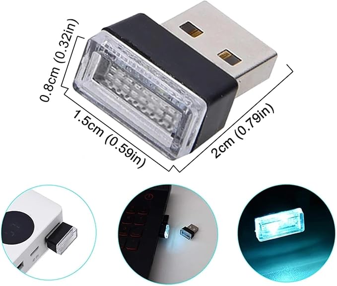 1/4/10 PCS USB LED Light Car Interior Styling Atmosphere Decorative Lamps Mini Universal Portable Ambient Lighting Kit Red Bule(10 PCS_Purple)