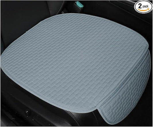 2PCS Car Seat Bottom Cover Pad, Breathable Auto Front Seat Button Cushion Mat with Pocket, Soft Comfortable Vehicle Seat Protector Pad, Universal Truck SUV Car Accessories (Gray)